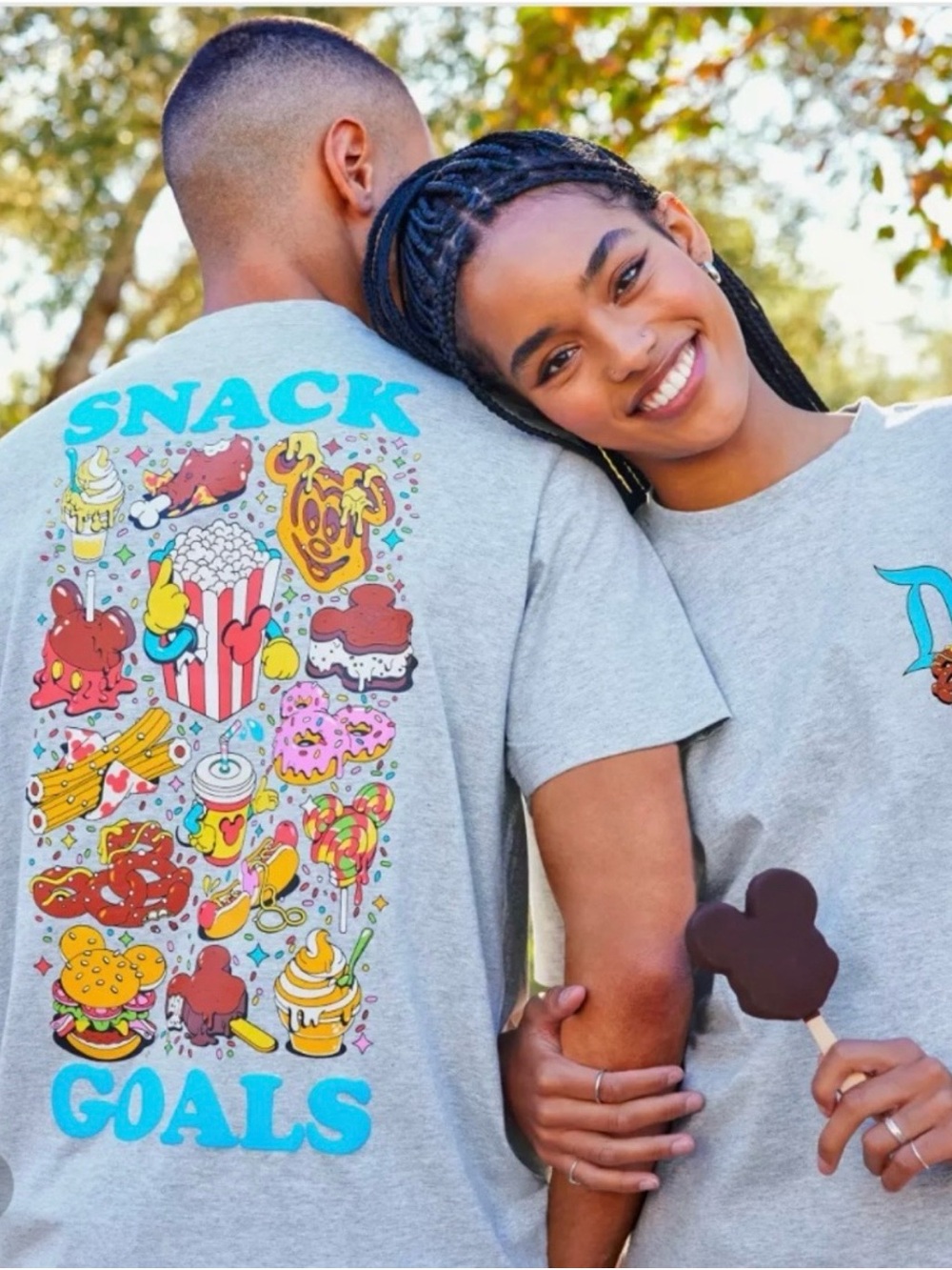 Disney Grey Snack Goals Short Sleeve Crewneck T-Shirt with Snack Graphics Medium